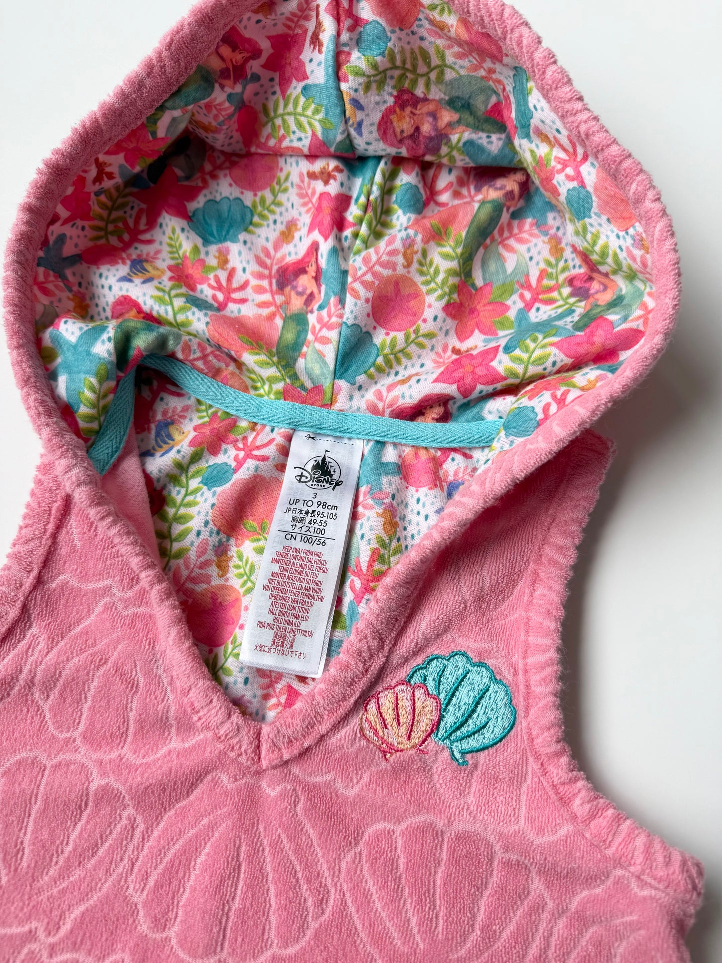 Disney Store The Little Mermaid Pink Sleeveless Hooded Towel Dress (3T)