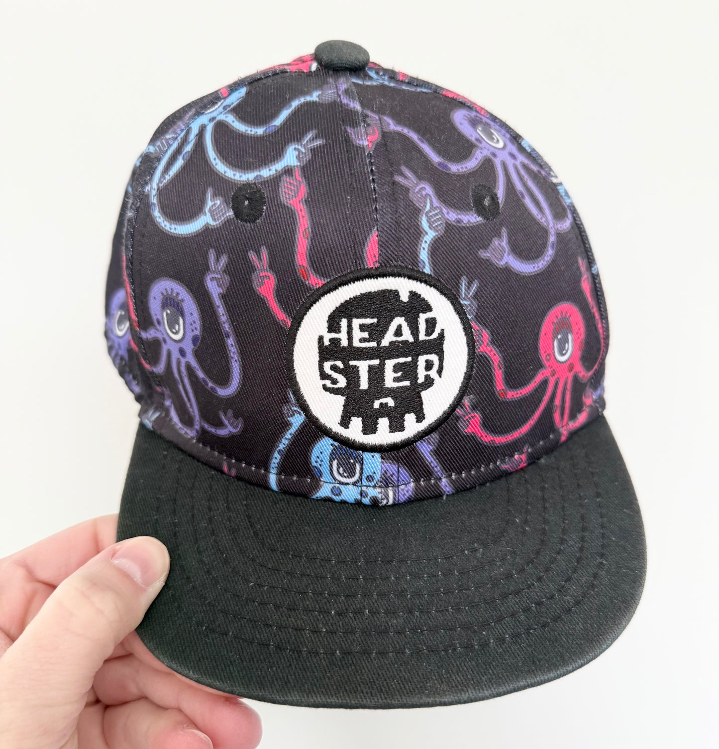 Headster Black & Colorful Octopus Aliens SnapBack Hat (48CM)