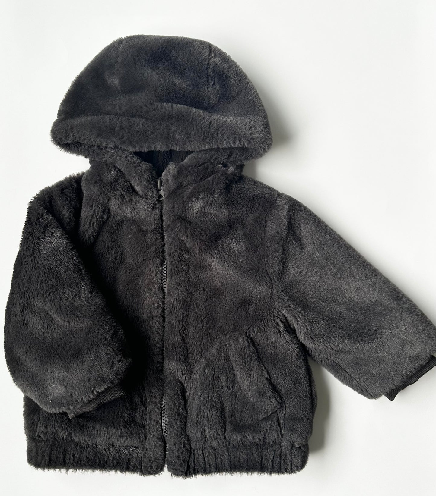 Zara Black Furry Coat (12-18 Months)