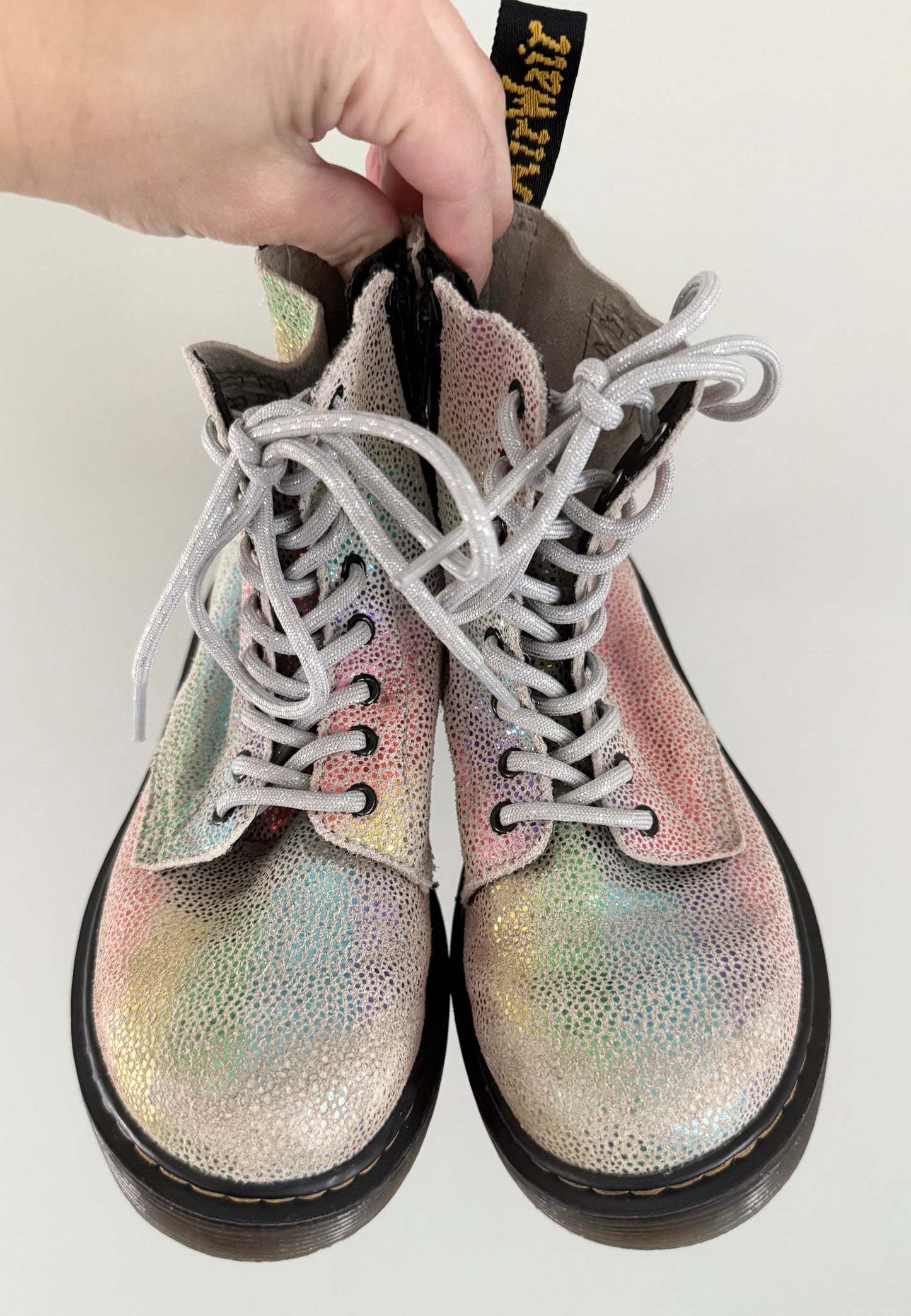 Dr. Martens 1460 Pascal Iridescent Multi Kidray Lace Up Boots (US1)