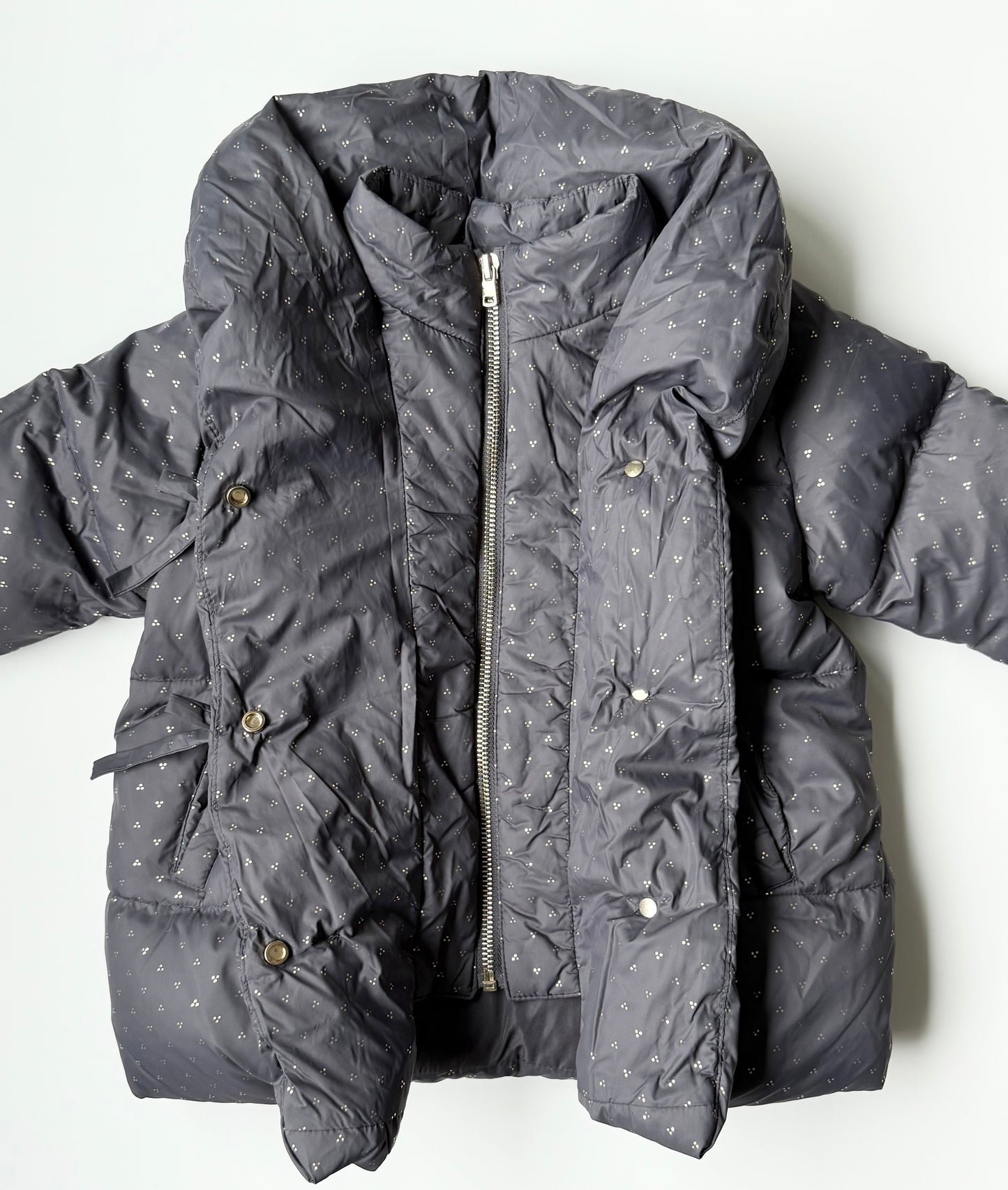 Zara Grey & Gold Polkadot Puffer Winter Jacket (18-24 Months)