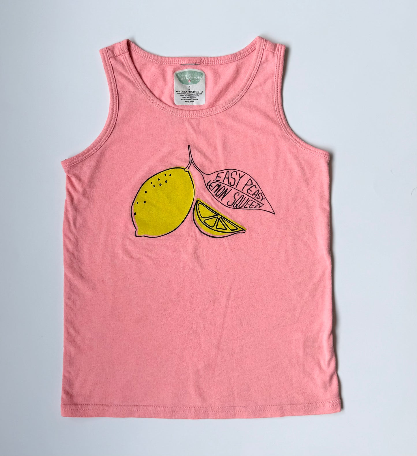 Little Orchard Bright Pink “Lemon Squeezy” Tank Top (5T)