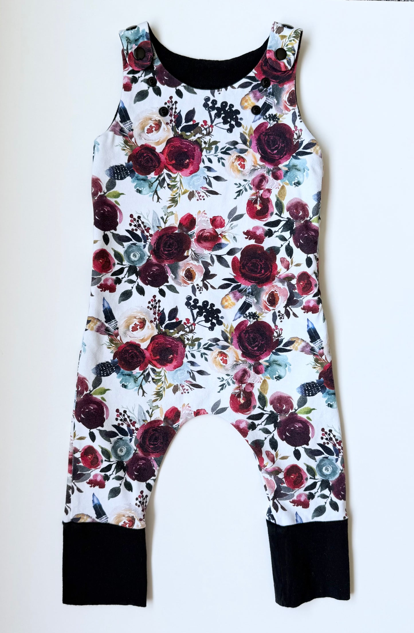 Handmade Dark Floral Sleeveless Jumpsuit (6-18 Months)