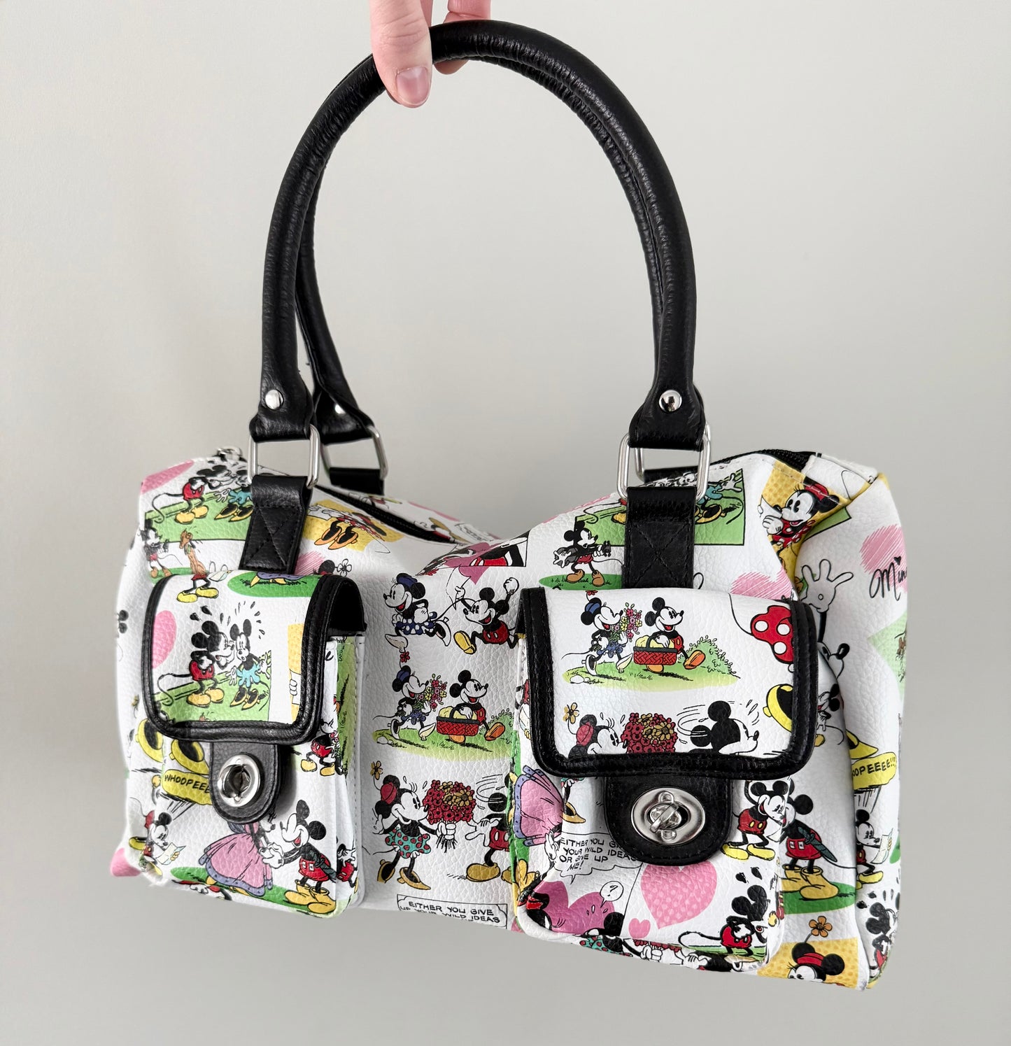 Disney Parks White Old School Mickey & Minnie Comic Strip Handbag