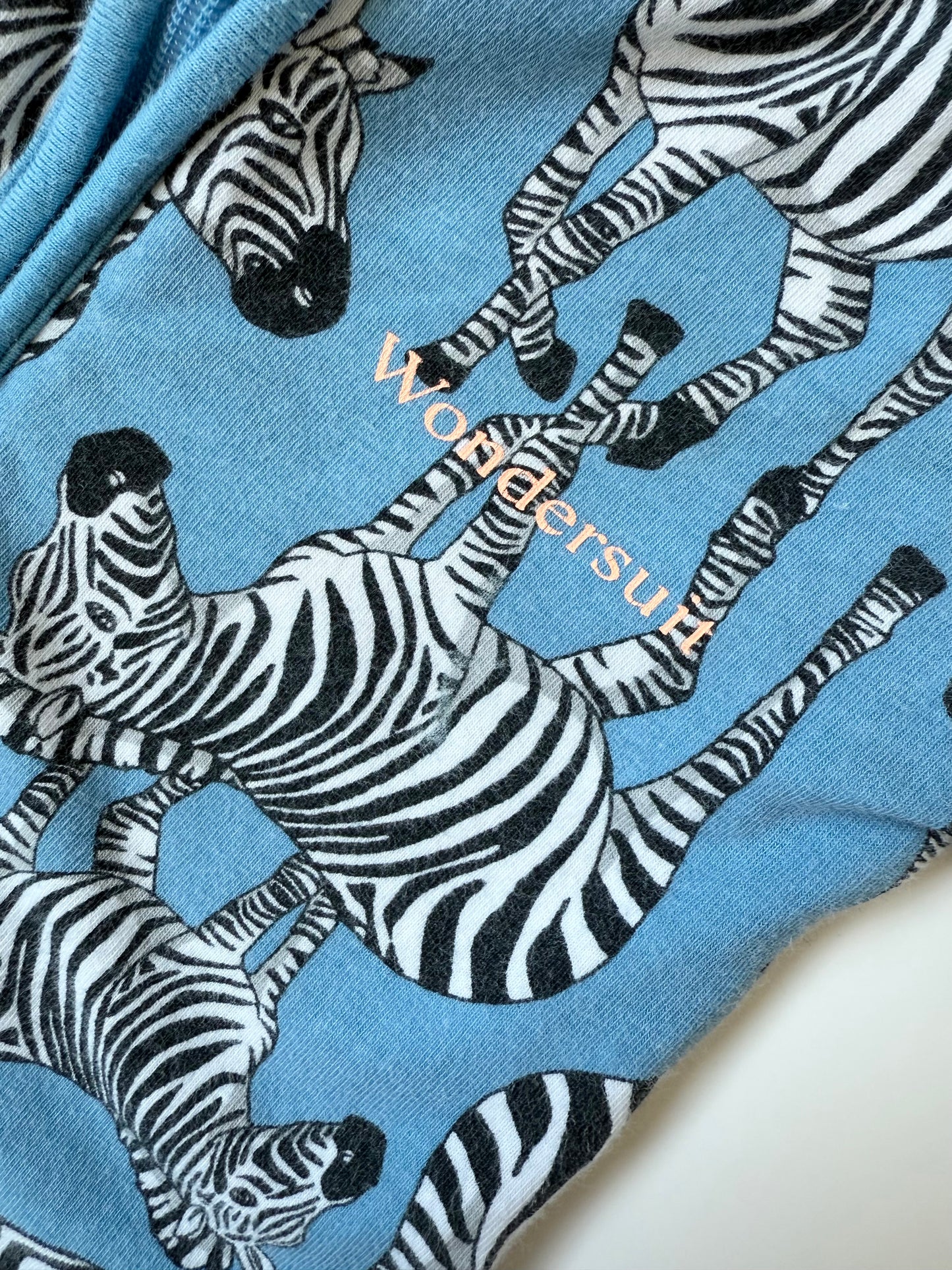 Bonds Wondersuit Blue Zebras Sleeper Romper (3-6 Months)