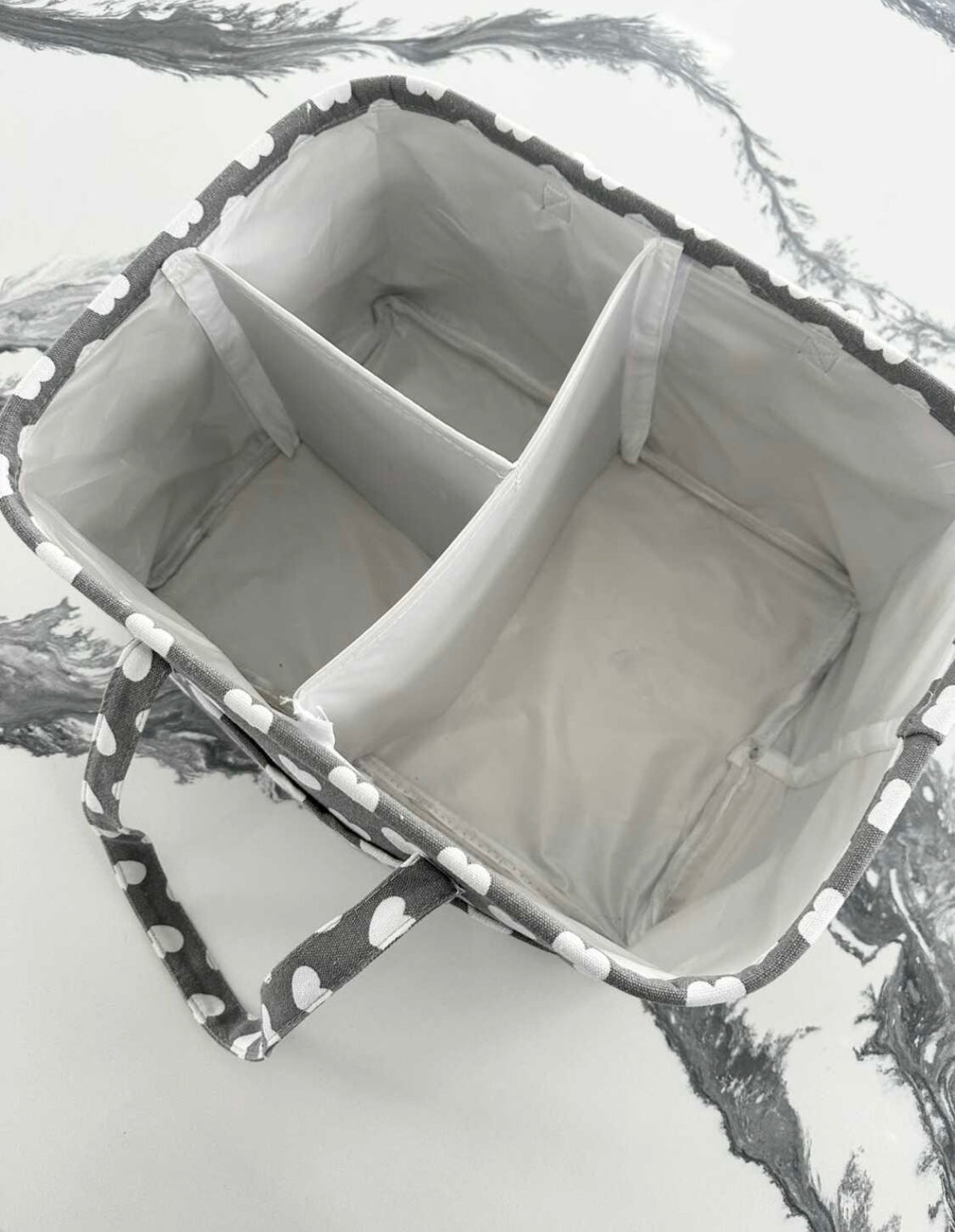 Grey Hearts Diaper Caddy