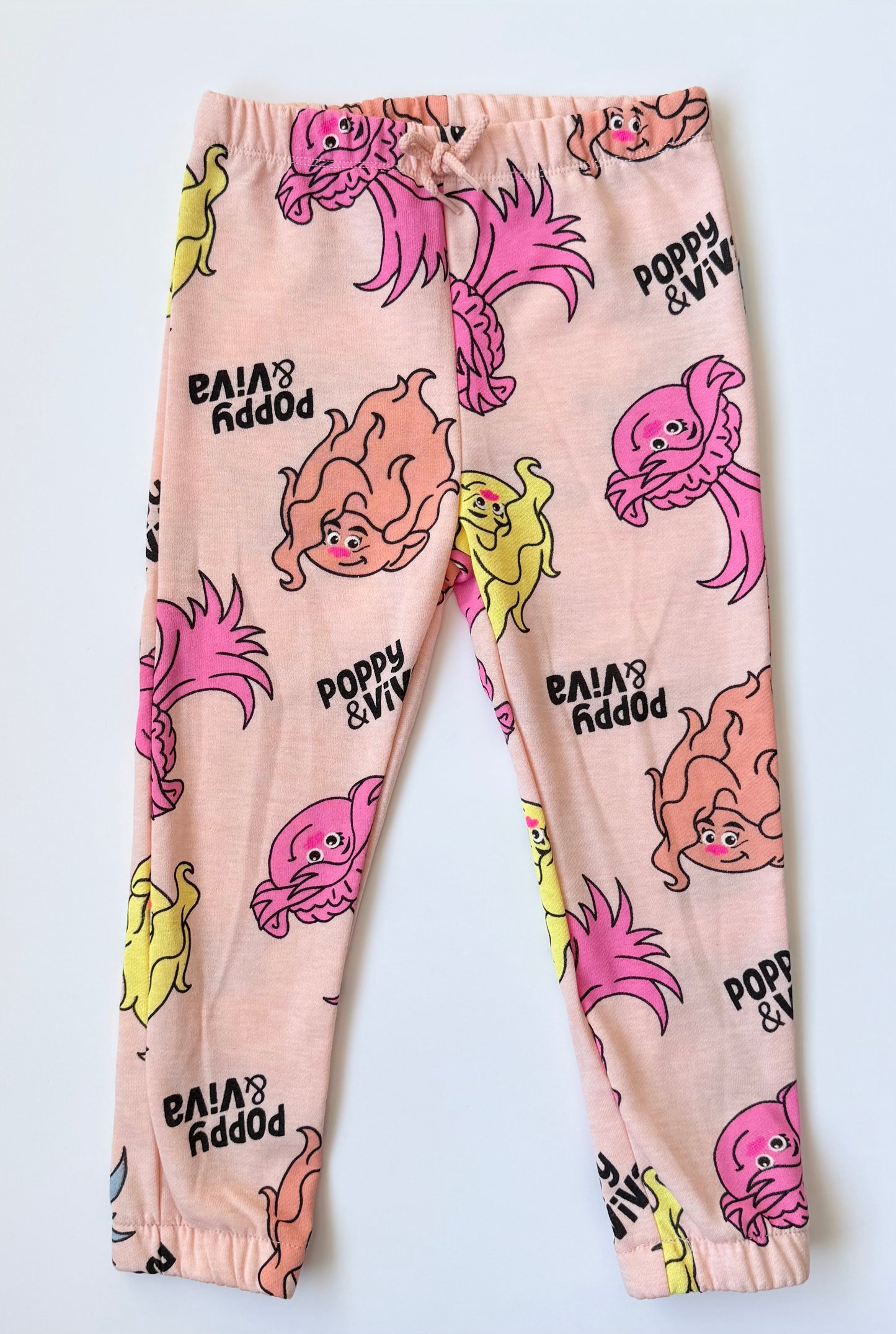 Dreamworks Trolls Orange Neon Poppy & Viva AOP Peplum Sweater & Pants Set (4T)
