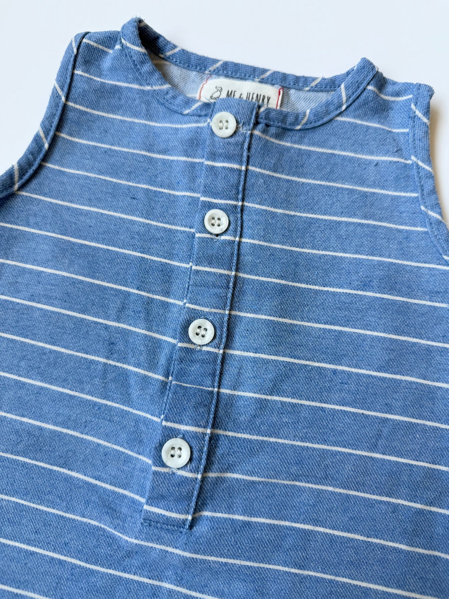 Me & Henry Blue & White Sandy Playsuit (3-6 Months)