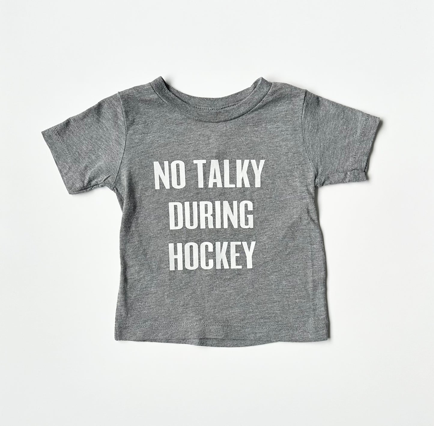Portage And Main Grey “No Talking During Hockey” T-Shirt (12-18 Months)