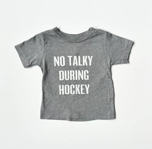Portage And Main Grey “No Talking During Hockey” T-Shirt (12-18 Months)