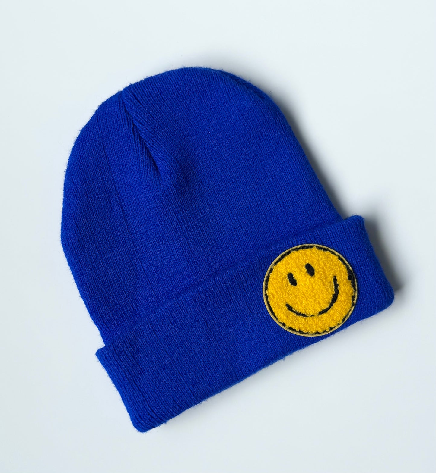 Simple Joys Bright Blue Smiley Patch Beanie (3-6 Years)