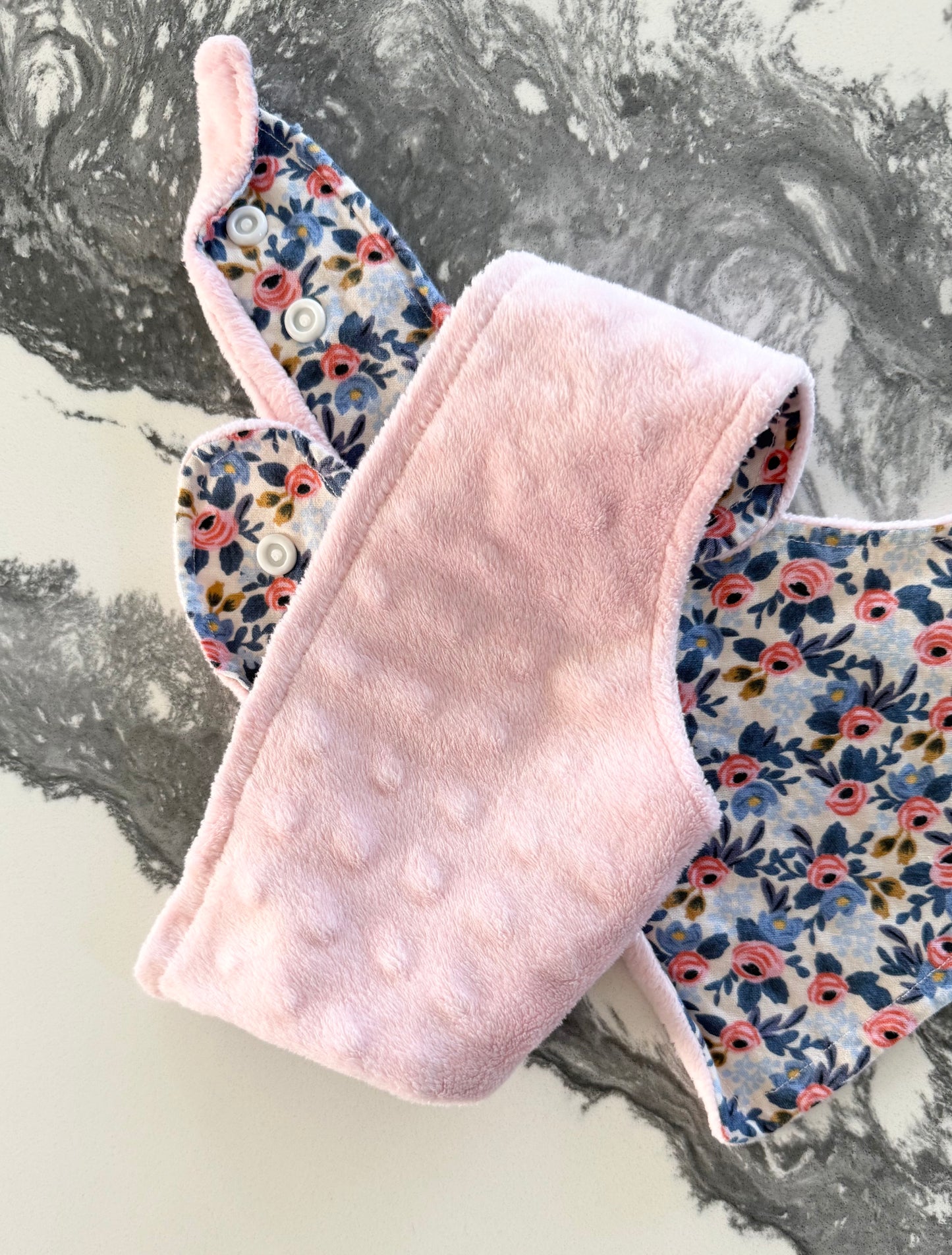 Handmade Pink & Blue Floral Drool Bibs Set