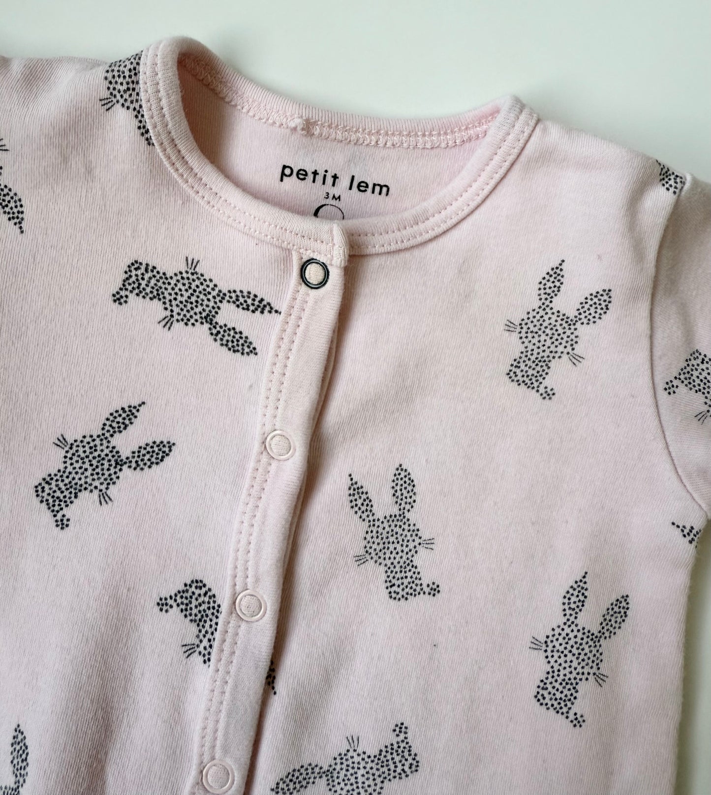 Petit Lem Pink Bunnies Snap Sleeper (3 Months)