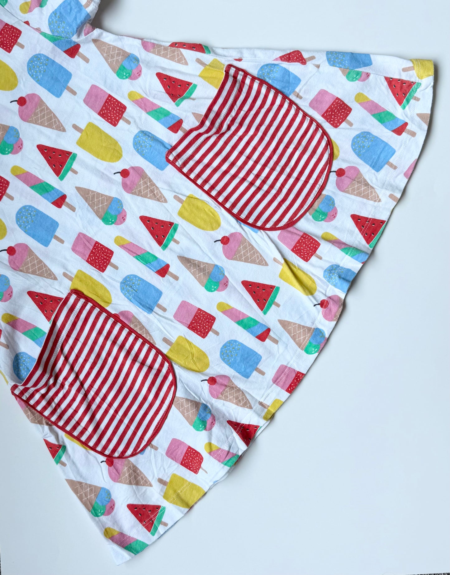 Mini Boden Colourful Ice Cream & Stripped Pocket T-Shirt Dress (7-8 Years)