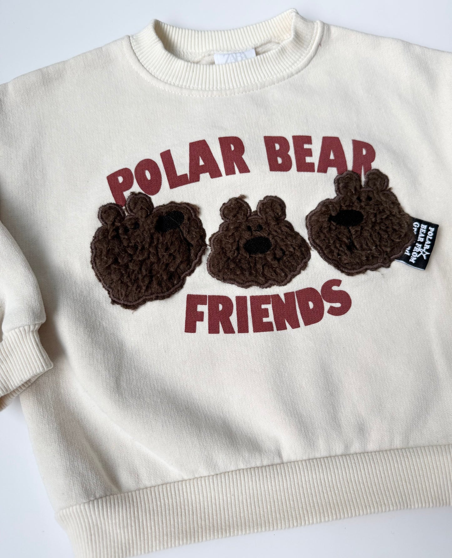 Zara White “Polar Bear” Crewneck Sweater (18 Months)