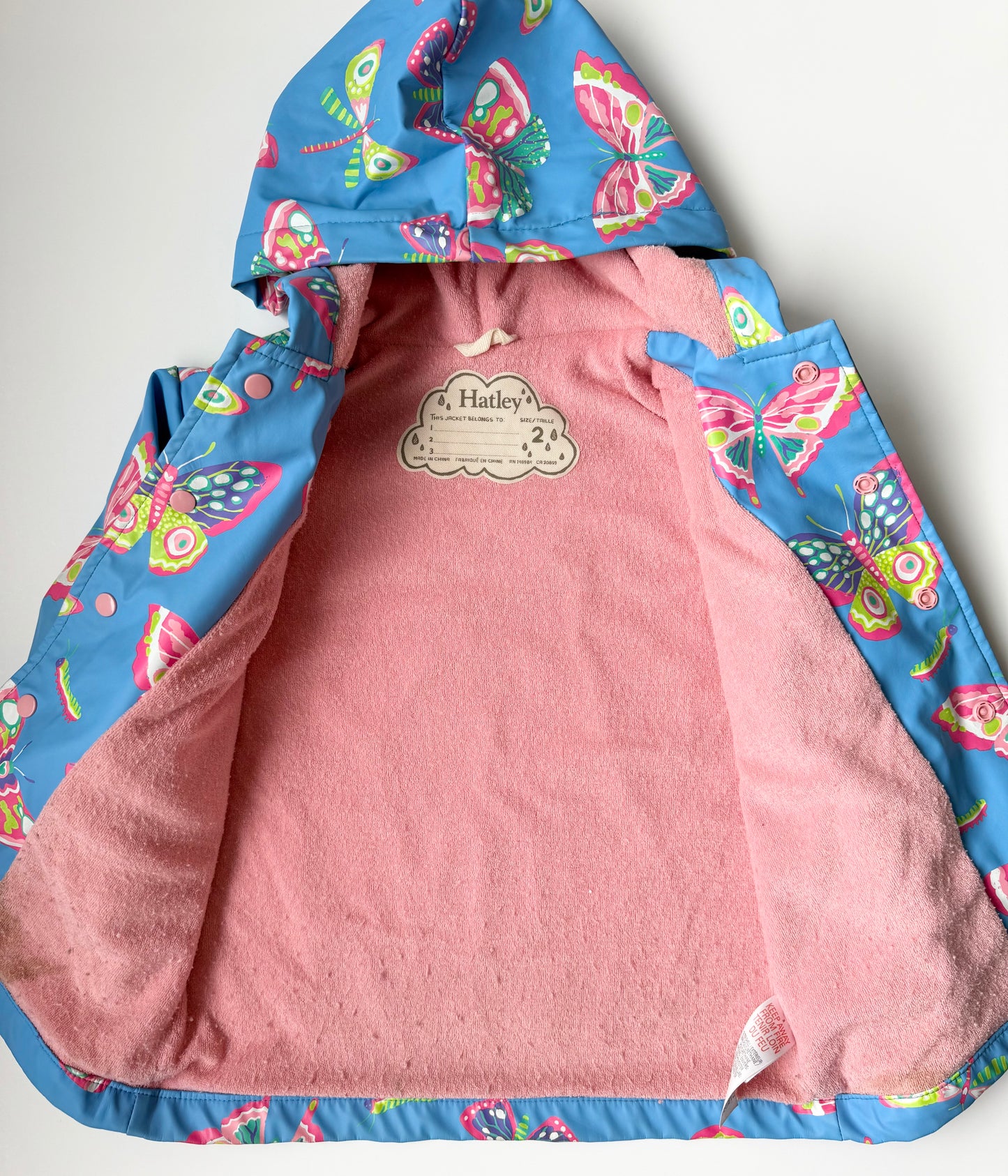 Hatley Blue & Colorful Butterflies Rain Jacket (2T)