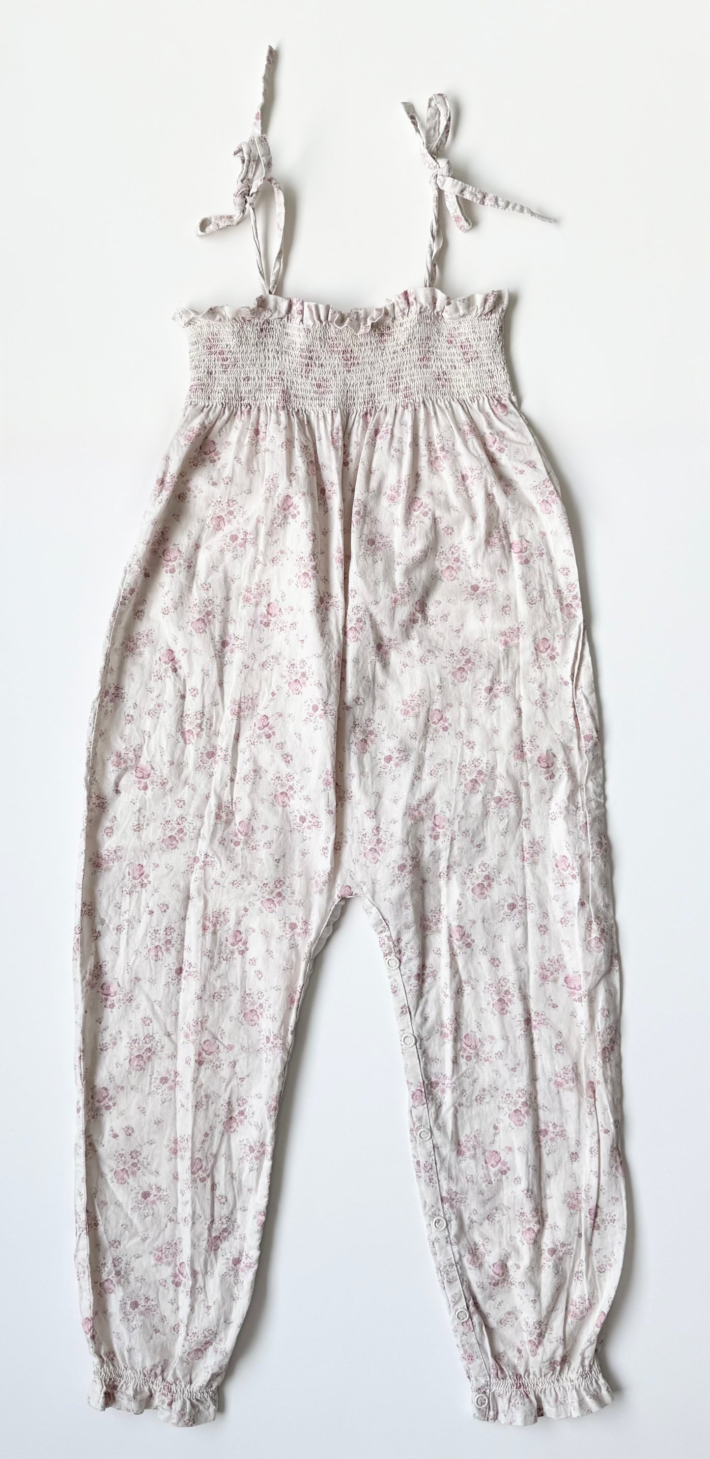 Jamie Kay White & Pink Dainty Antique Floral Tank Jumpsuit (4 Years)
