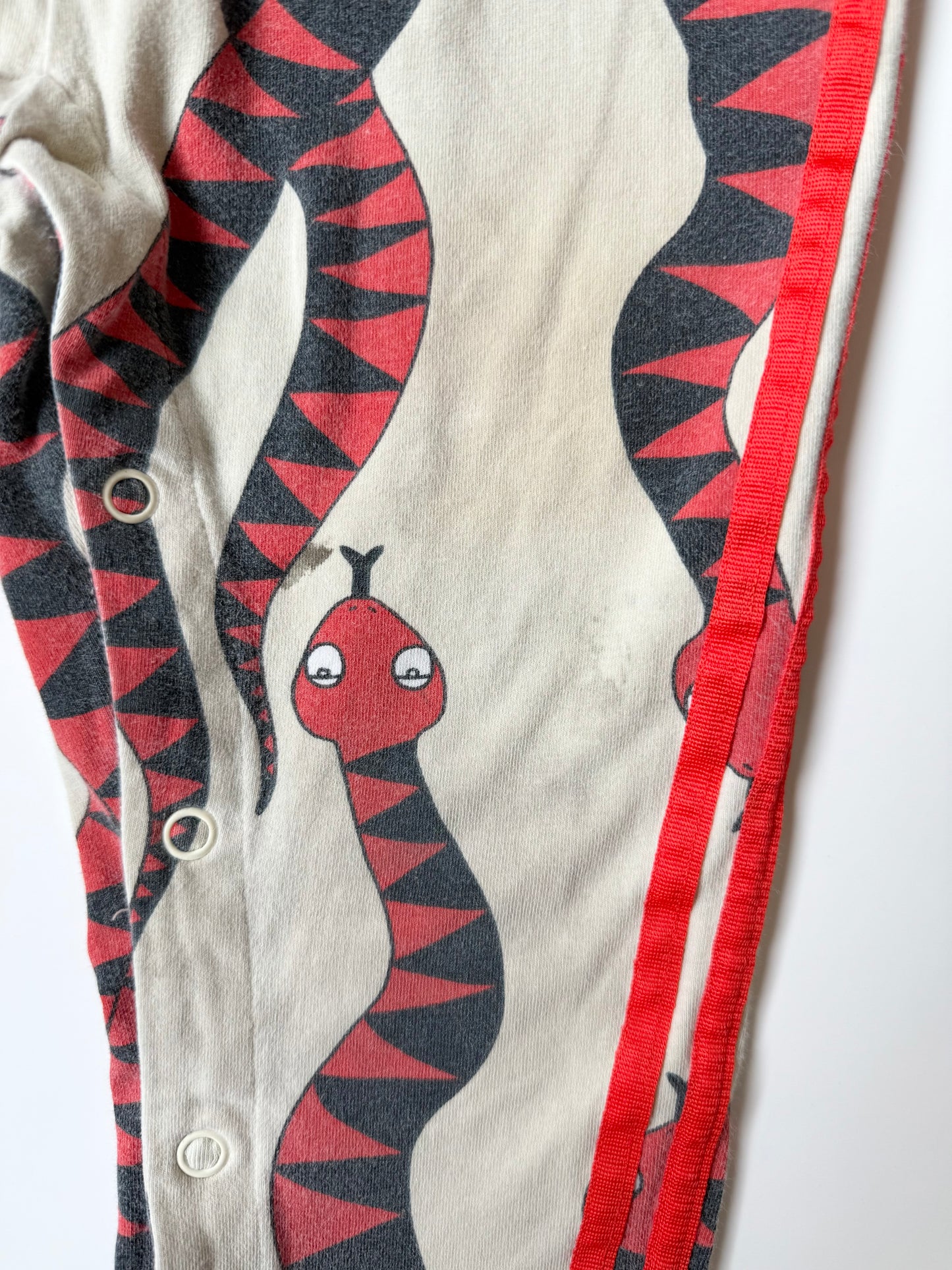 Adidas x Mini Rodini Beige & Orange Snakes Short Sleeve Jumpsuit (4T)