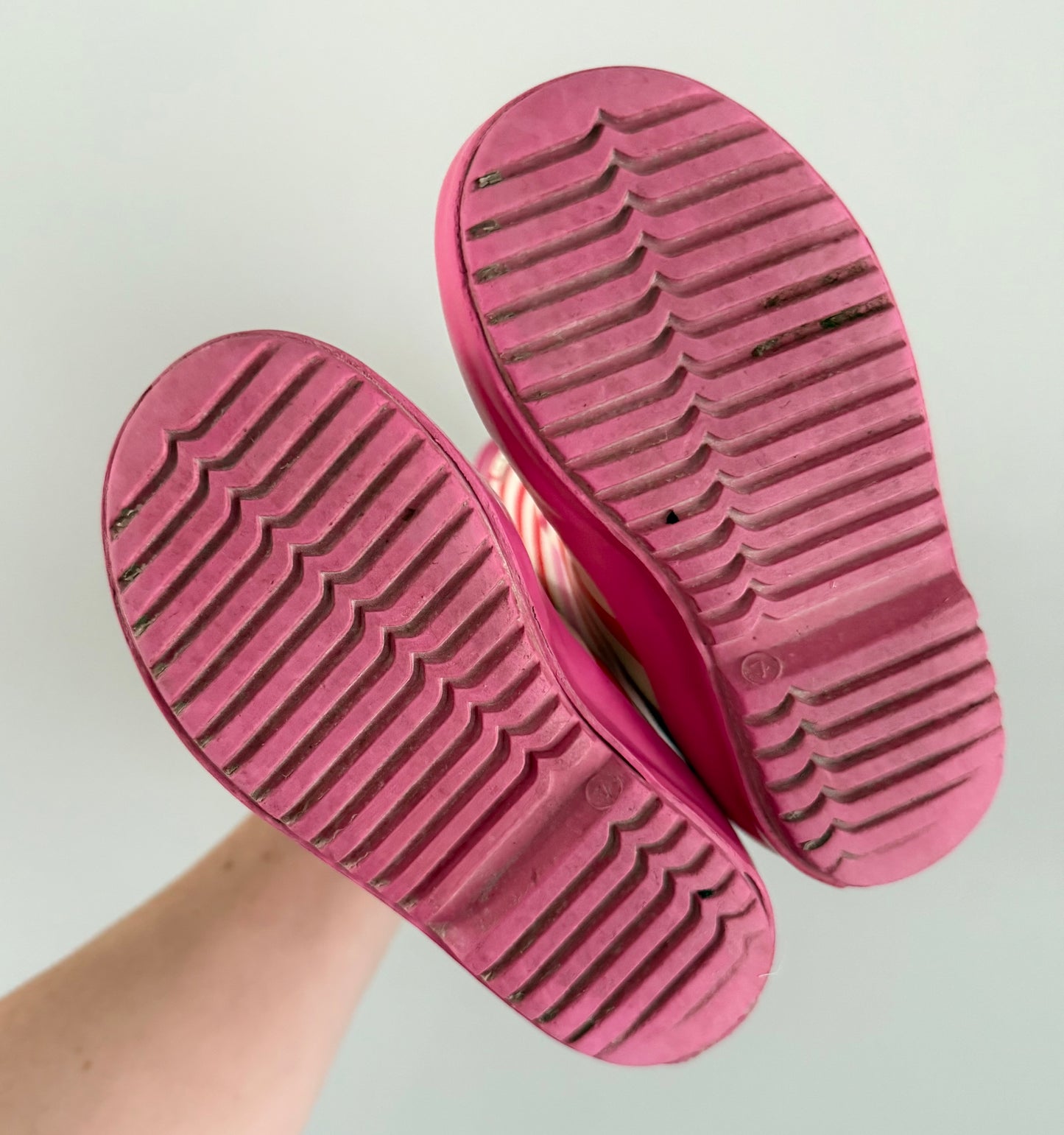 Hunter Pink Striped Rubber Boots (7)