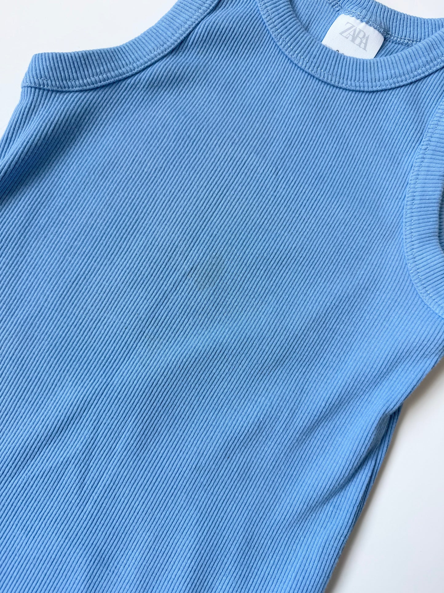 Zara Light Blue Fitted Ribbed Tank Dress (8-9 Years)