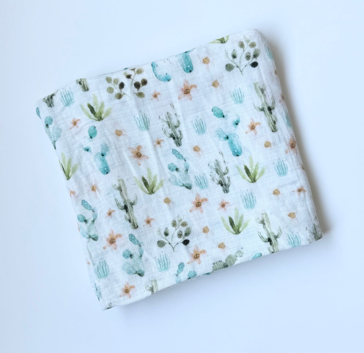 Loulou Lollipop Watercolour Cactus Muslin Bamboo Swaddle Blanket