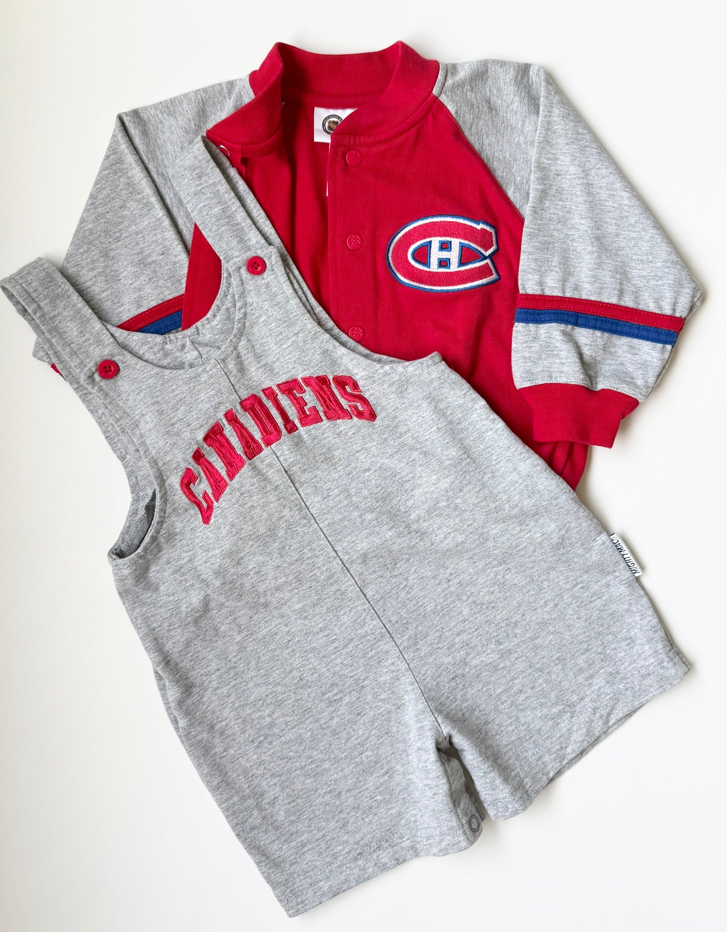 Montreal Canadiens Grey & Red Romper & Matching Bomber Sweater Hockey Set (24 Months)
