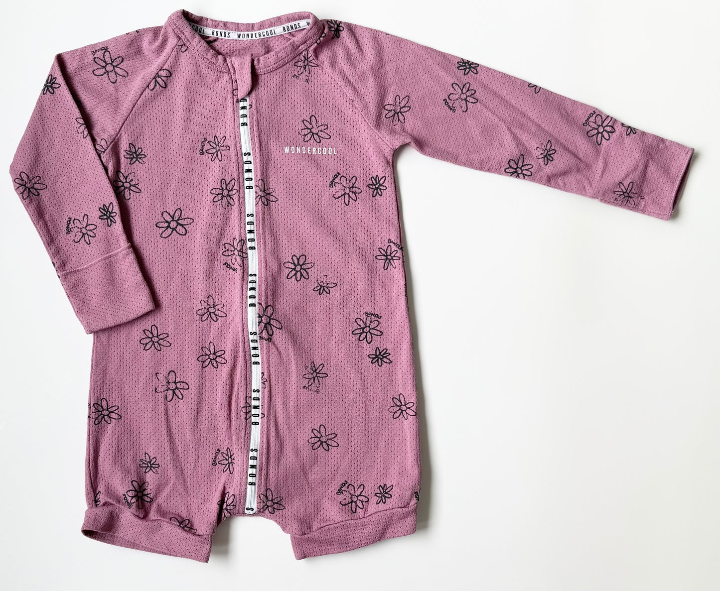 Bonds Wondercool Purple Daisy’s Shorty & Long Sleeve Sleeper Romper (12-18 Months)