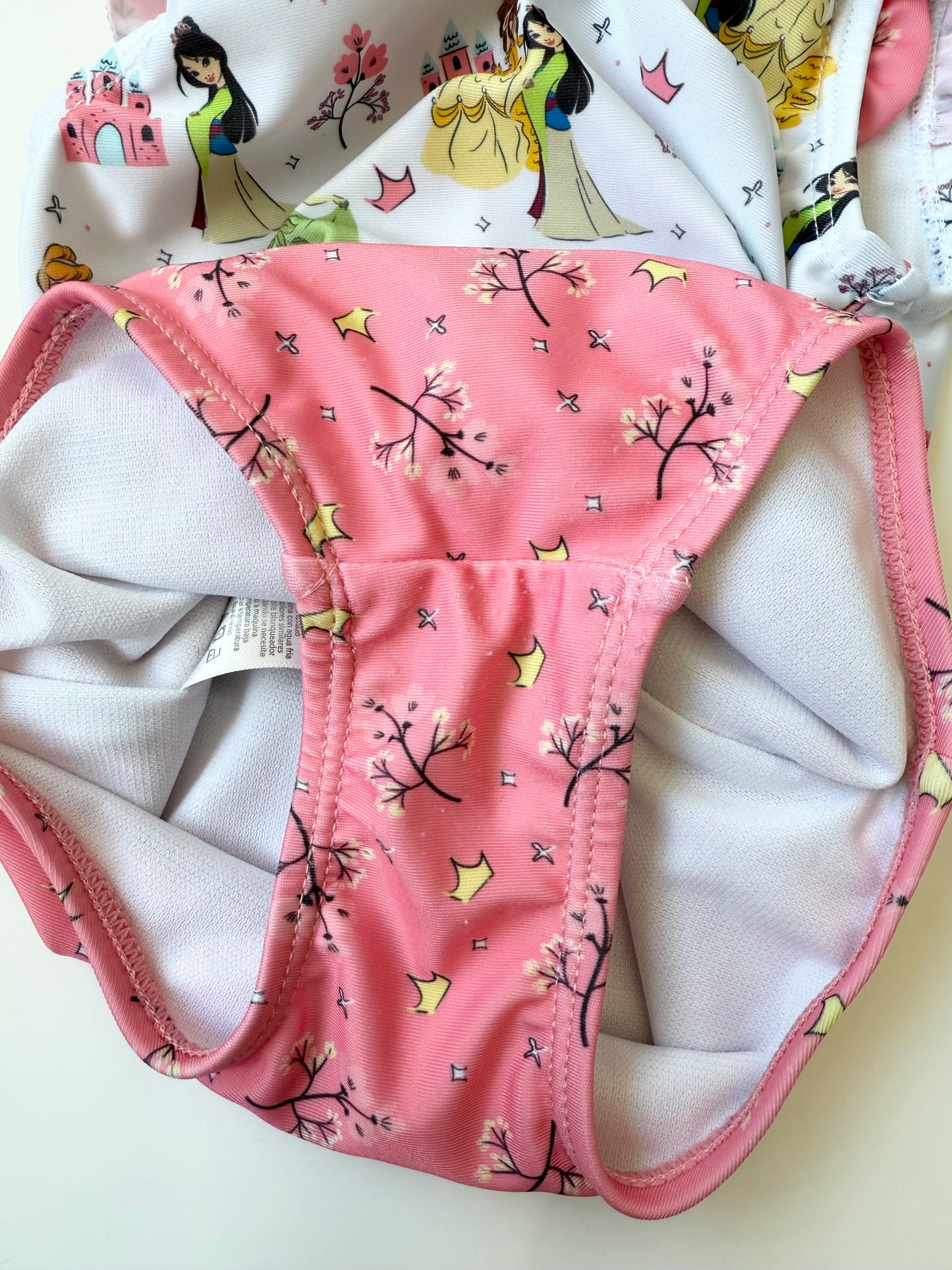 Disney Princess Pink Ruffle Collar/Sleeve Princesses One Piece Swimsuit (18 Months)