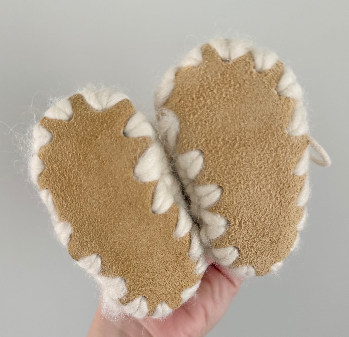 Knit White & Grey Booties (1)