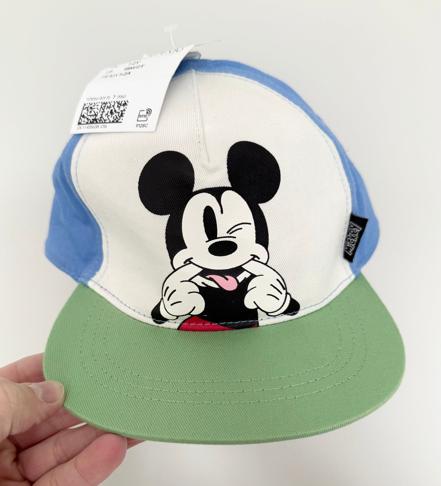 H&M Disney Blue & Green Mickey Mouse SnapBack Hat - New (12-24 Months)