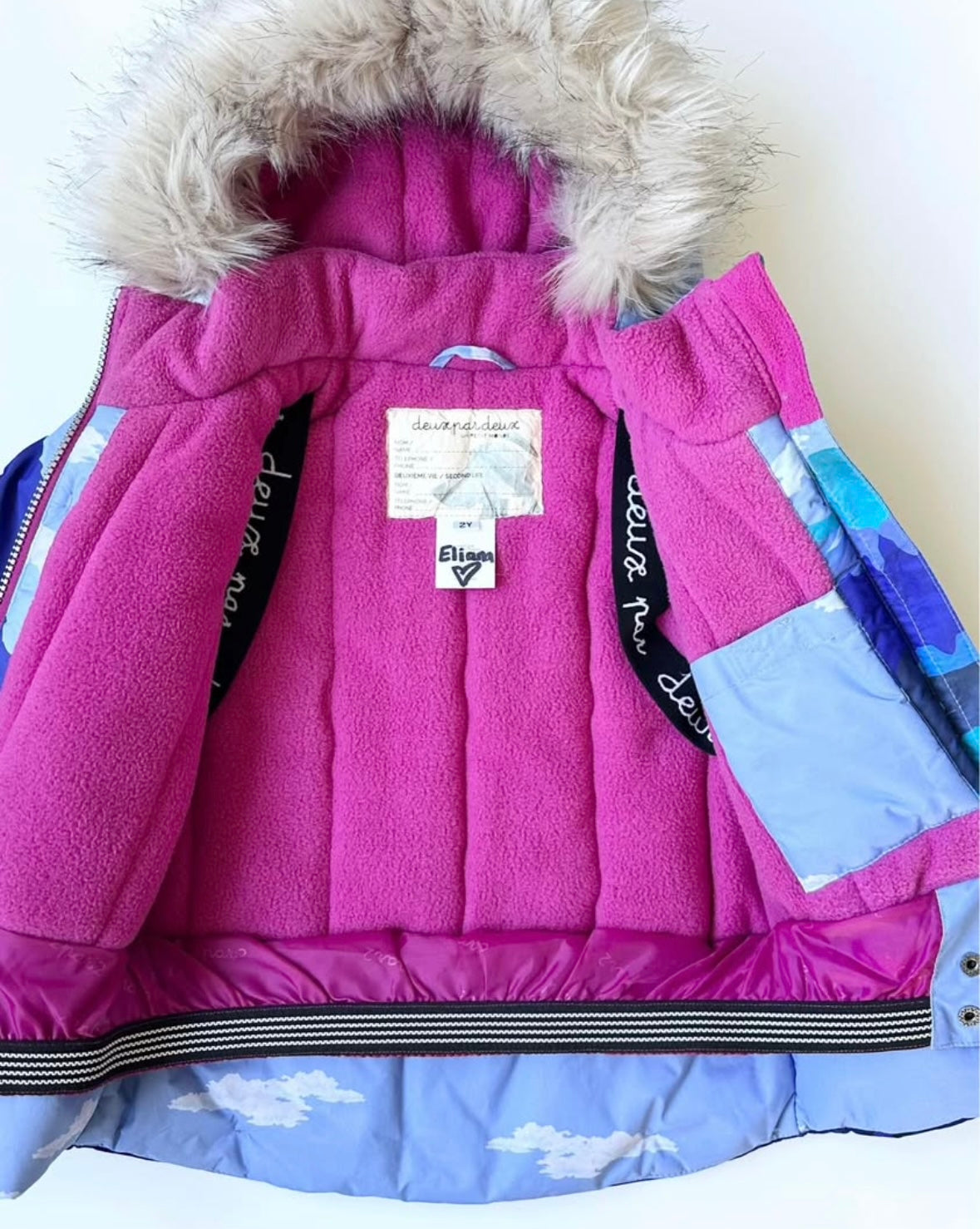 Deux Par Deux Winter Solstice Printed Faux Fur-Trim Winter Jacket (2T)