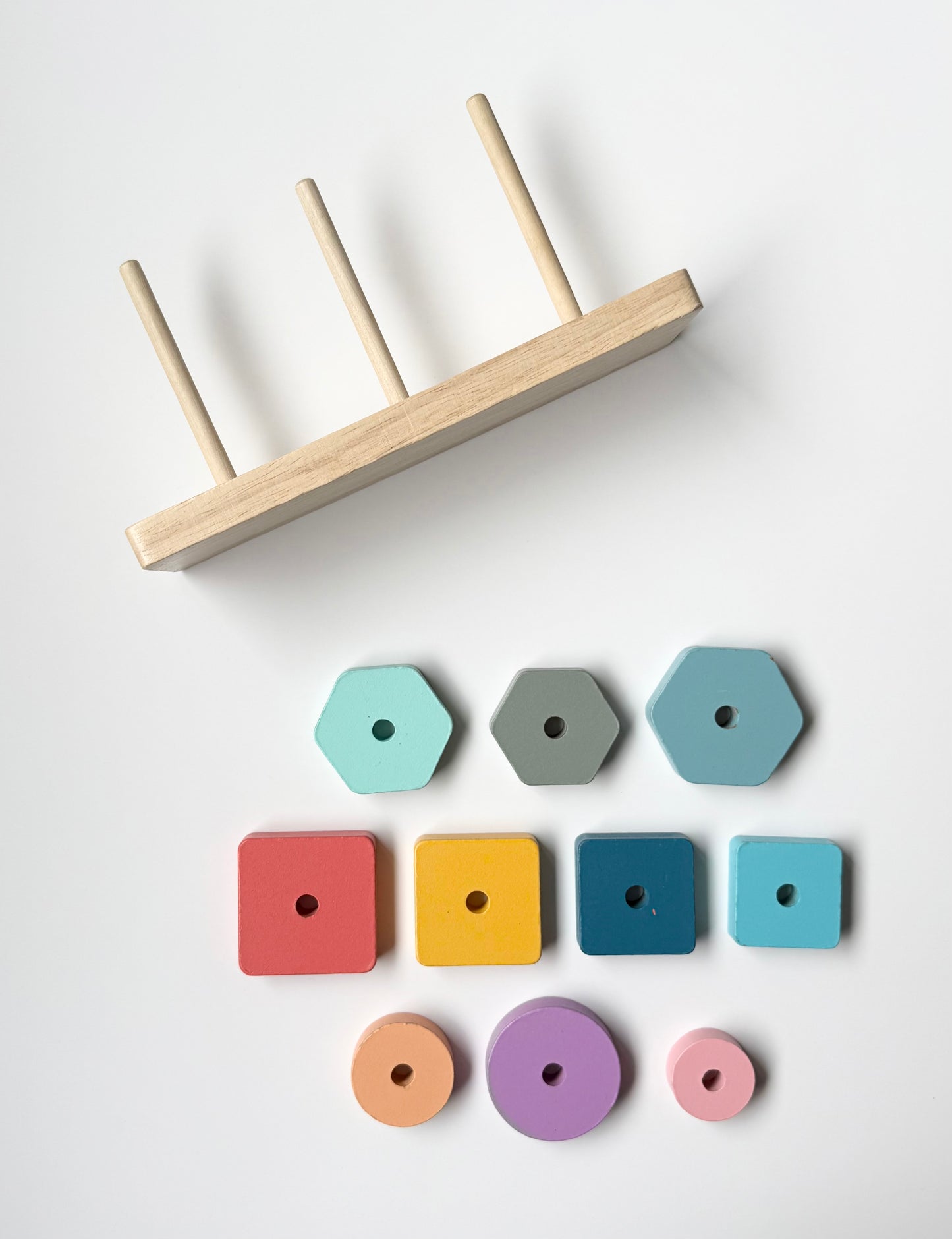 Wooden Colourful Shapes Stacker