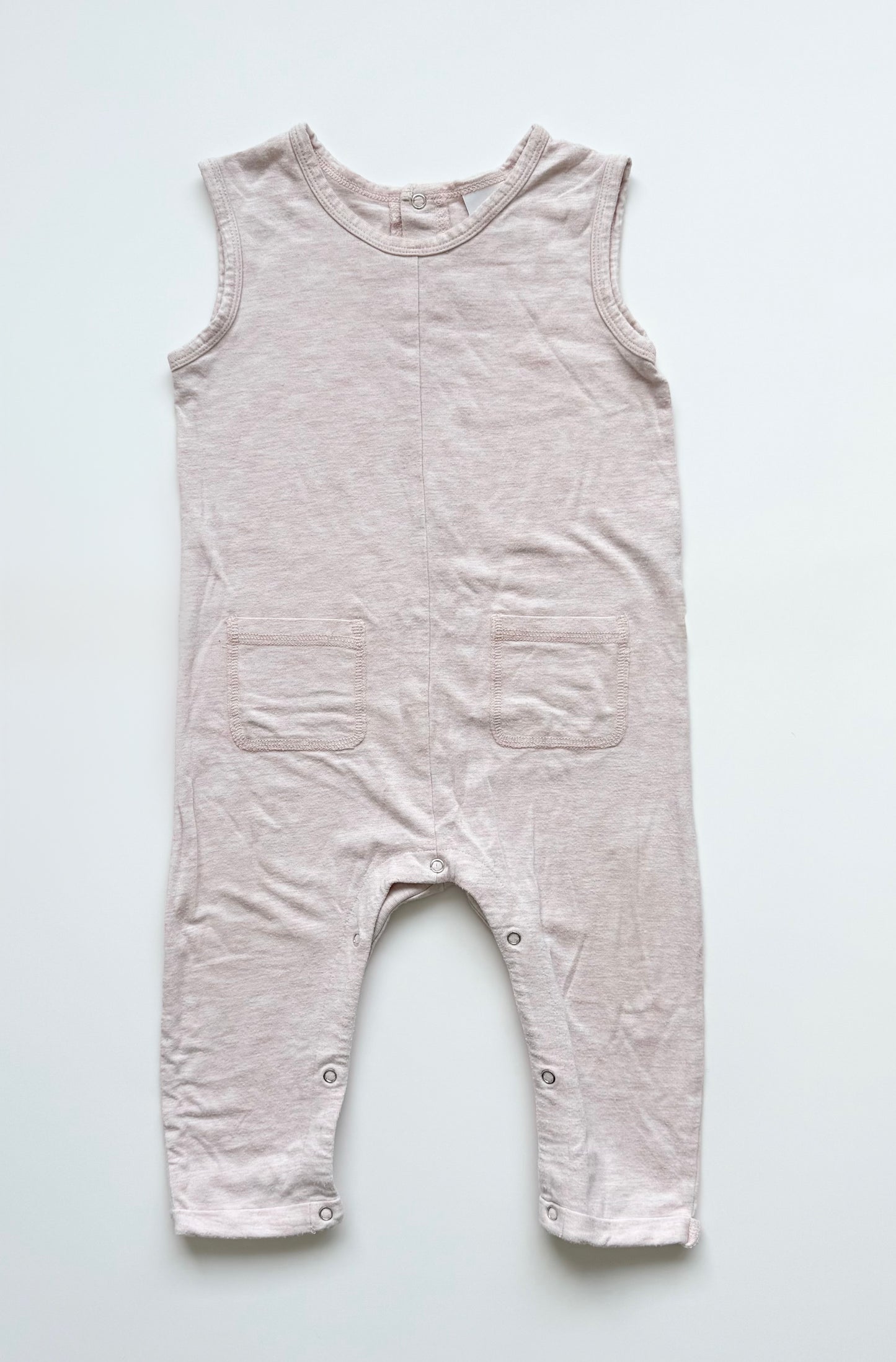 Smash + Tess Mini Saturday Sleeveless Pocket Romper in Heather Pink (18-24 Months)