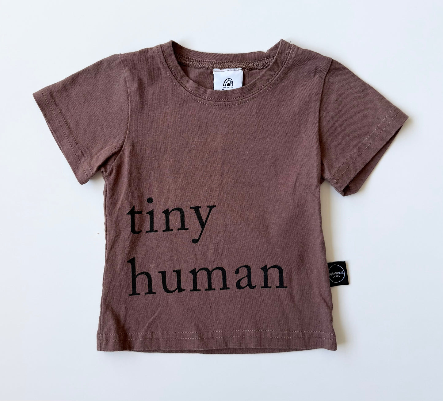 PlumKids Label Brown “Tiny Human” T-Shirt (12-24 Months)