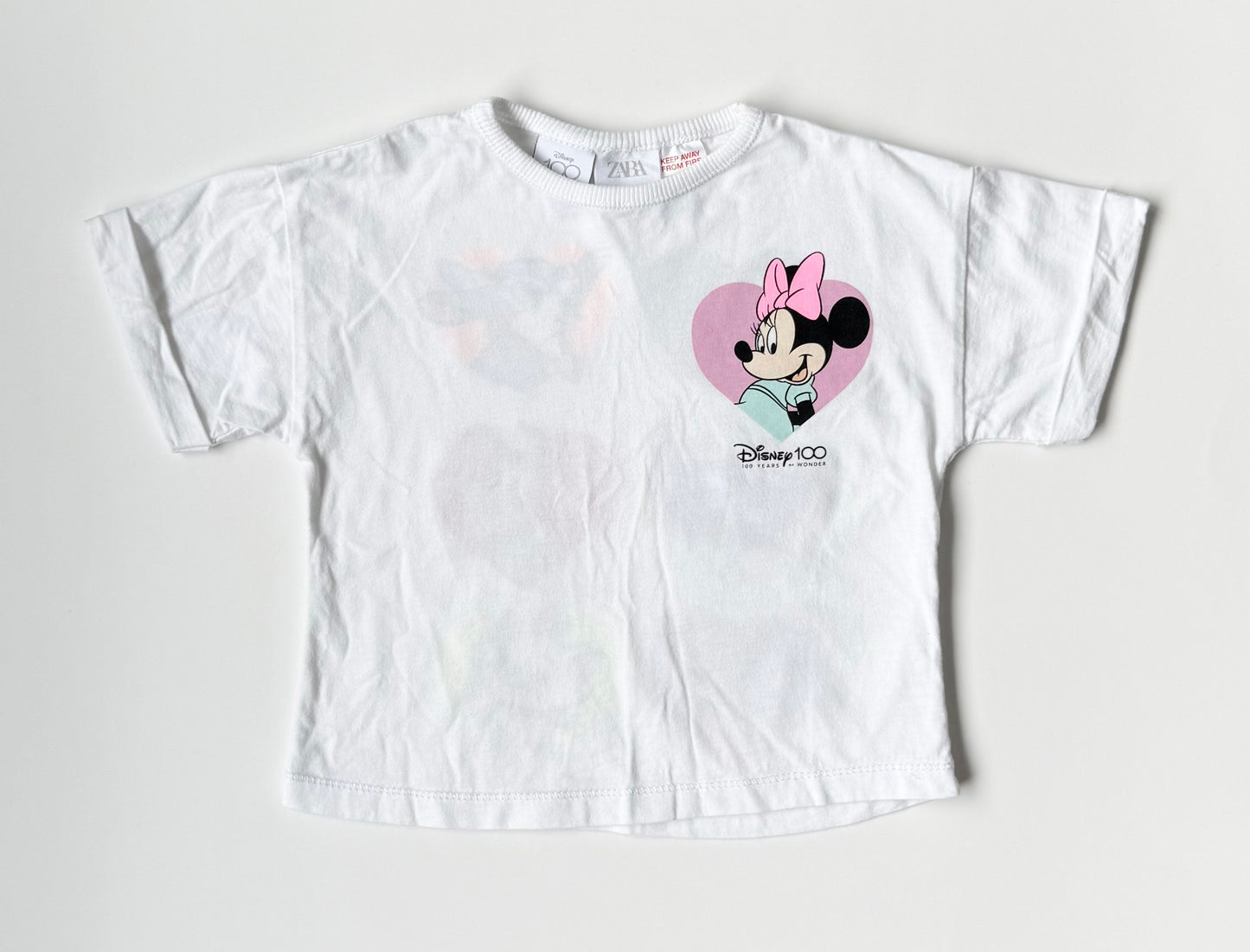 Zara x Disney 100 Minnie Mouse & Friends Hearts White T-Shirt (2-3 Years)