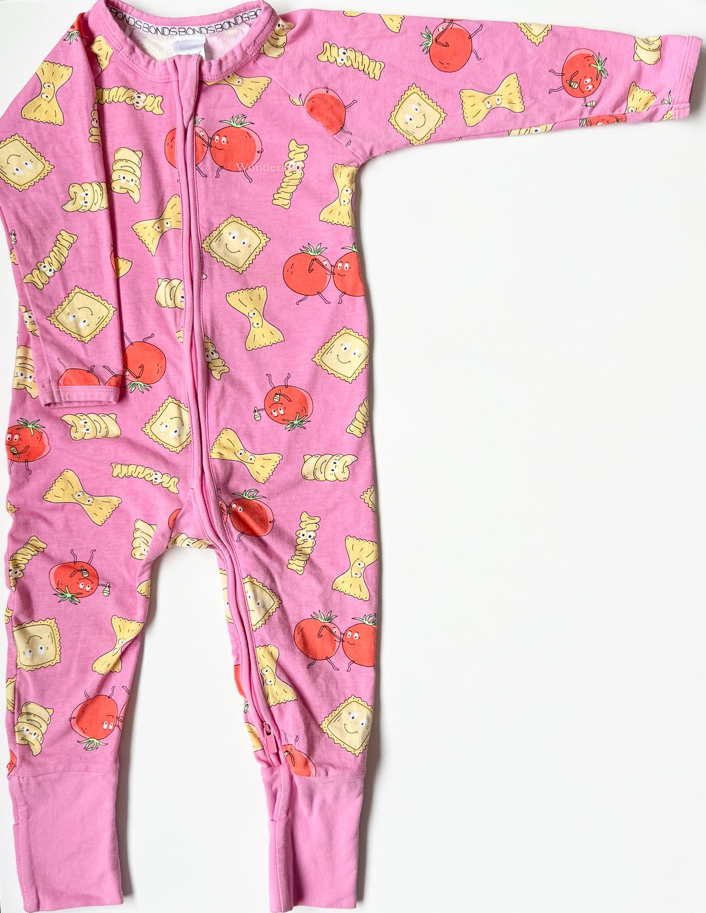 Bonds Wondersuit Pink Tomatoes & Pasta Sleeper Romper (12-18 Months)