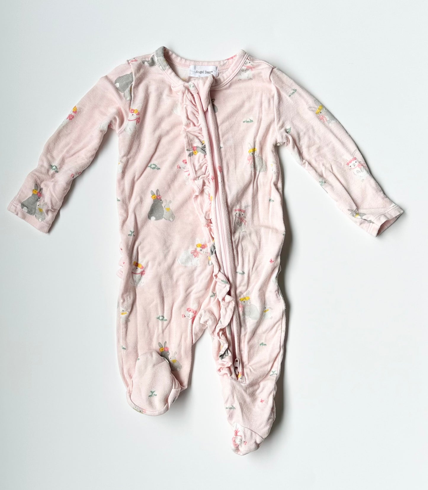 Angel Dear Pink Bunnies Ruffle Sleeper (0-3 Months)