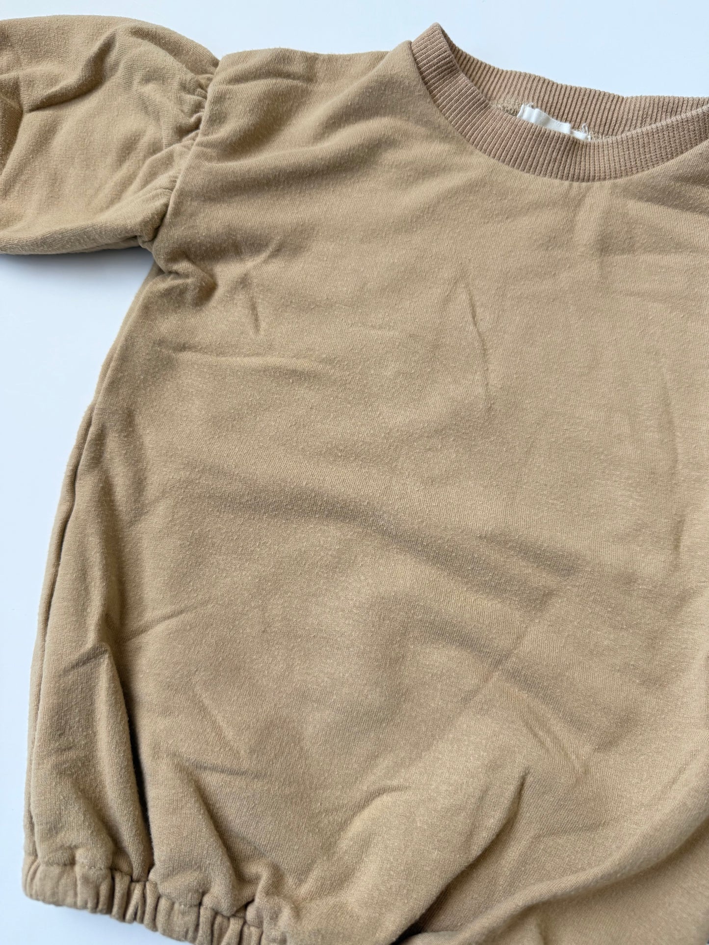 Greige Tan Puff Sleeve Sweater (3-6 Months)