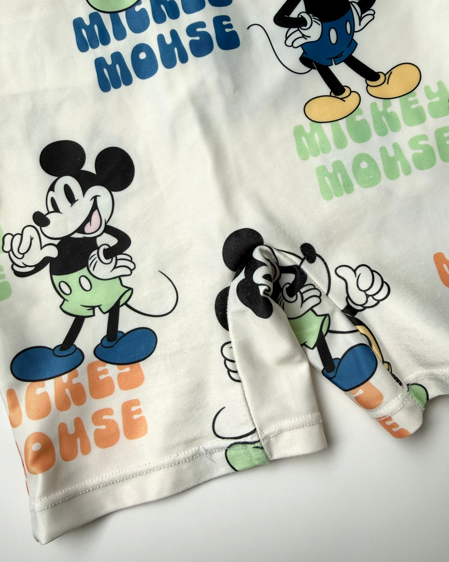H&M x Disney Retro Mickey Mouse Long Sleeve & Shorts Rashguard One Piece Swimsuit (12-24 Months)