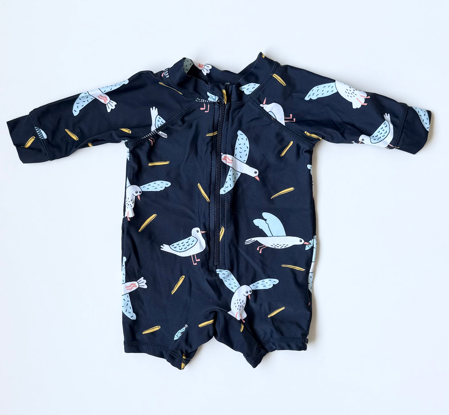 Cotton On Baby Navy Seagulls Rashguard Swimsuit (0-3 Months)
