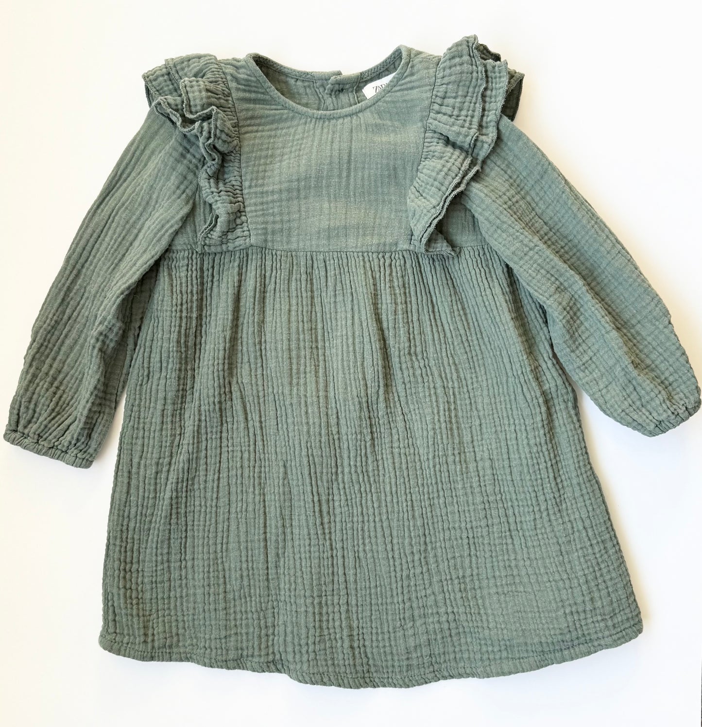Zara Green Muslin Dress (18-24 Months)
