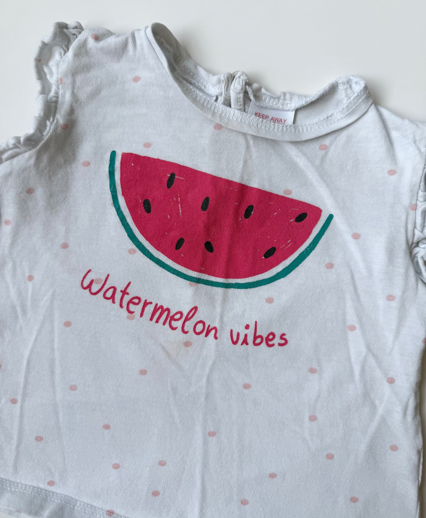 Zara White Polkadot “Watermelon Vibes” Sleeveless Top (9-12 Months)