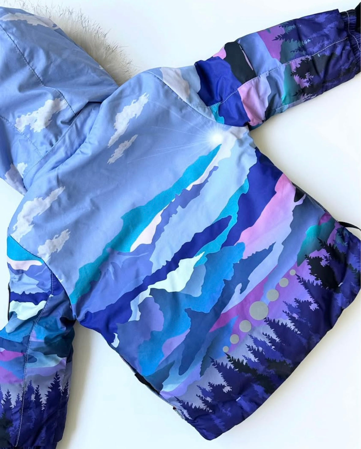 Deux Par Deux Winter Solstice Printed Faux Fur-Trim Winter Jacket (2T)