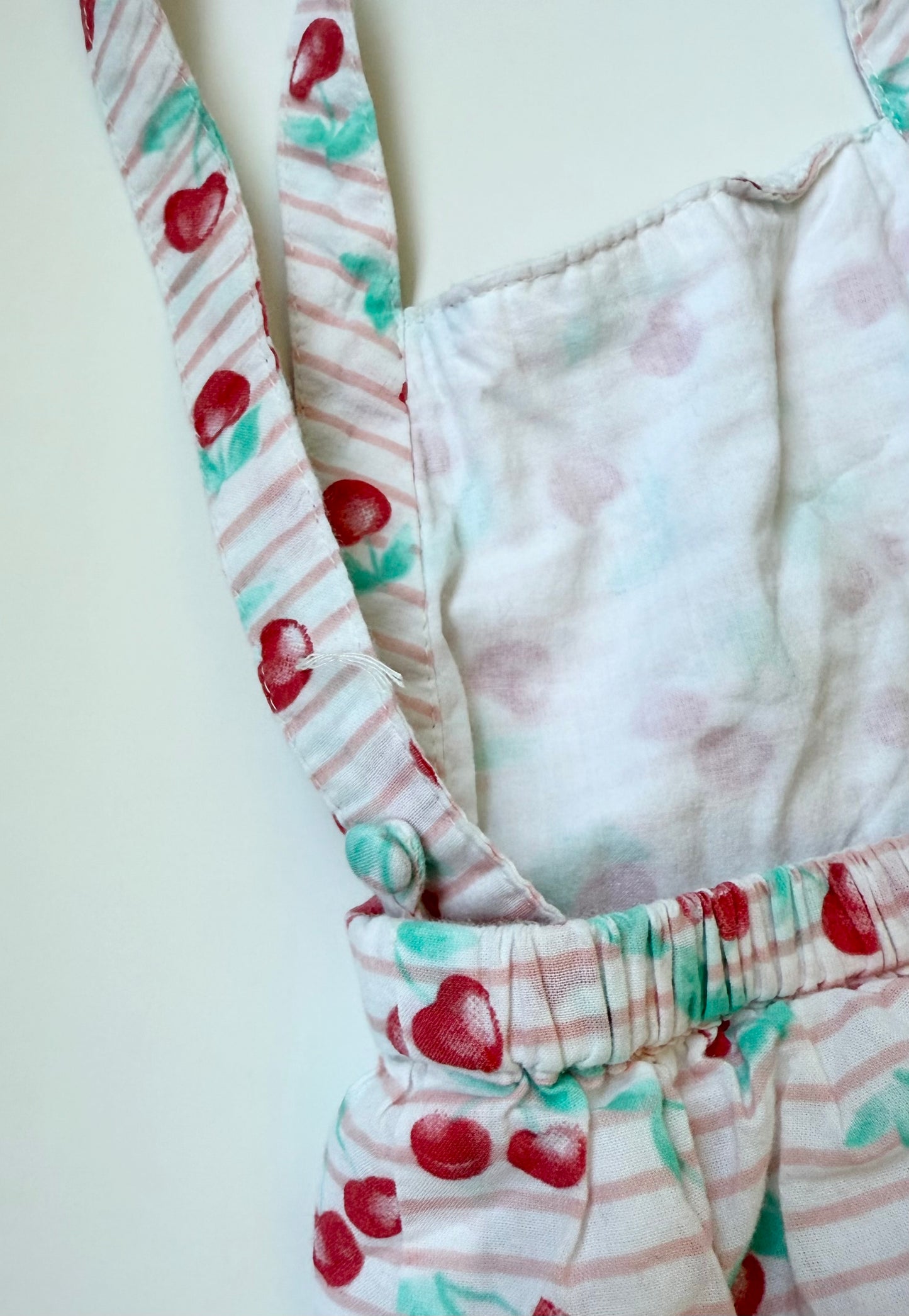Piper & Posie Light Pink Cherries Summer Bubble Romper (6-9 Months)