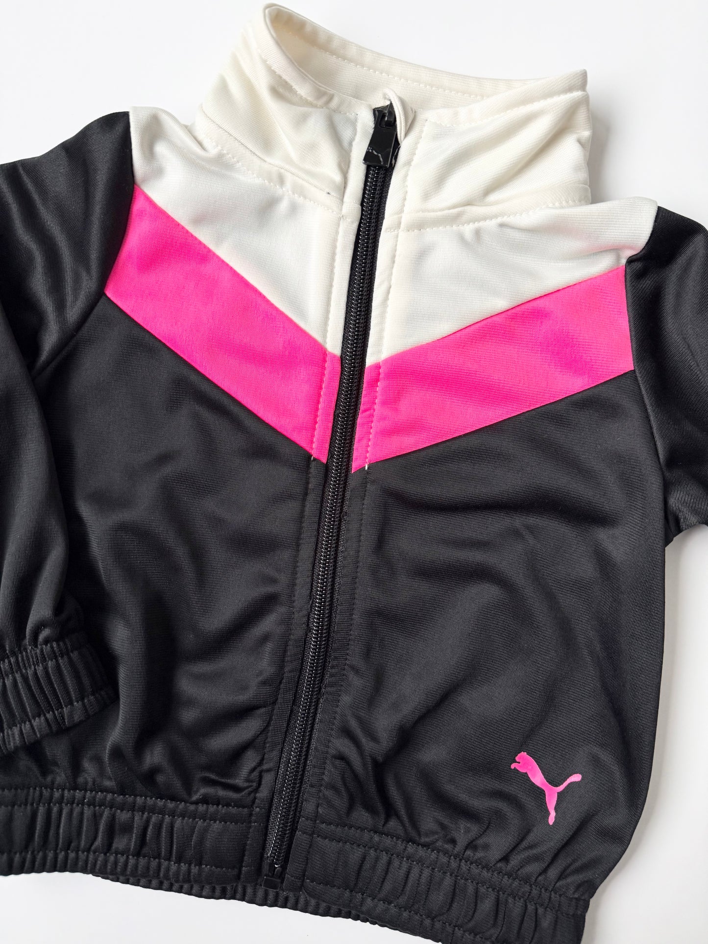 Puma Black, Pink & White Chevron Zip Up Sweater (18 Months)