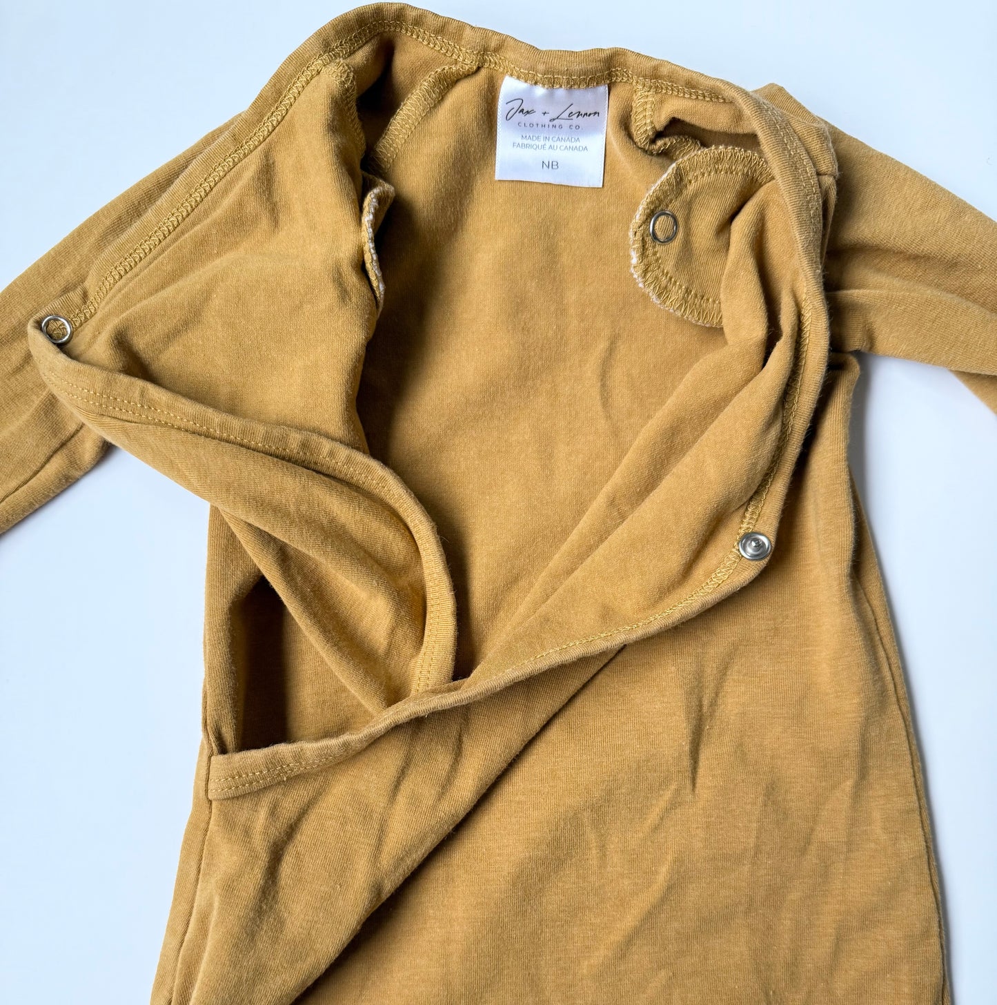 Jax & Lennon Mustard Kimono Knotted Gown (Newborn)
