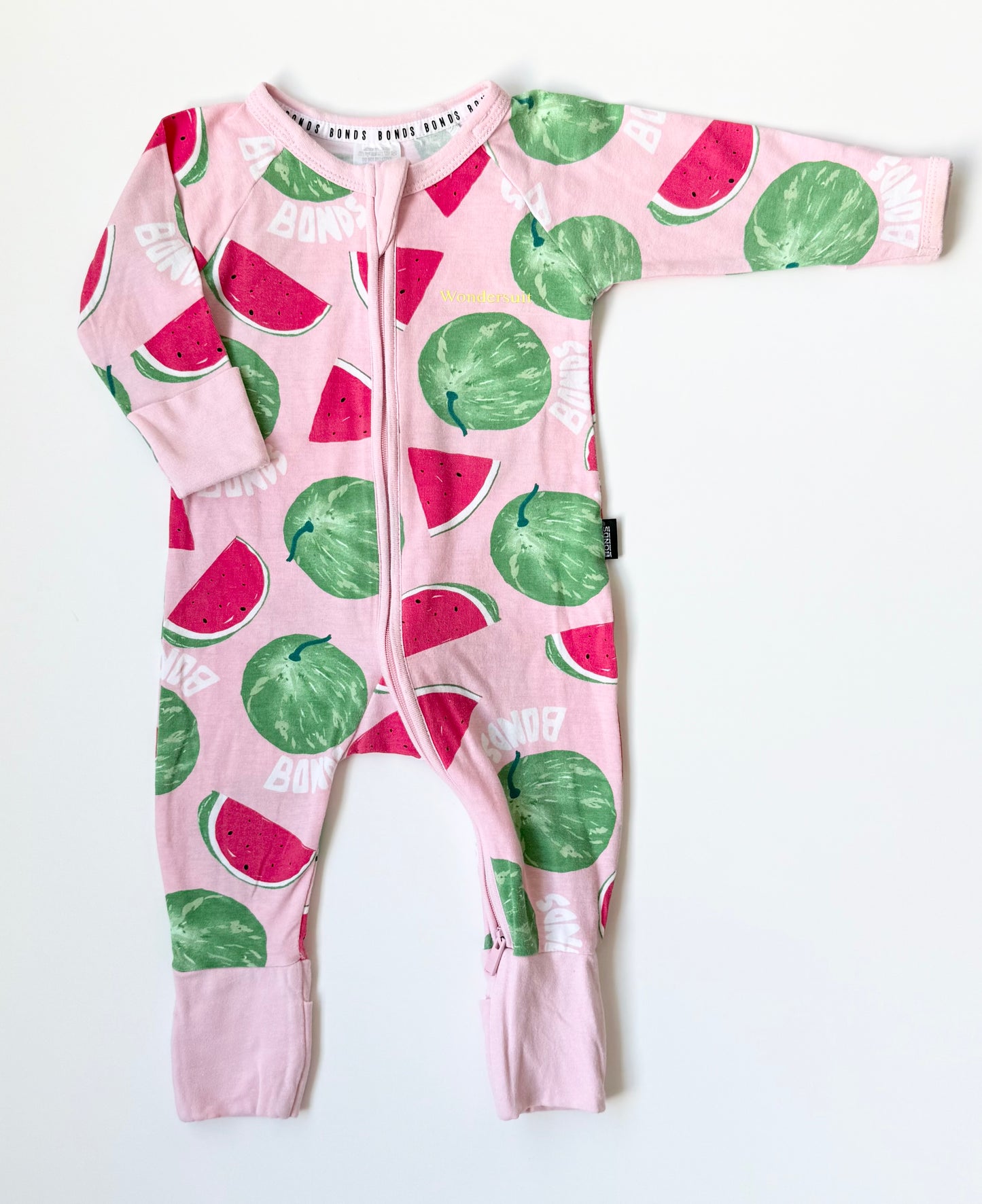 Bonds Wondersuit Pink Watermelon Sleeper Romper (0-3 Months)