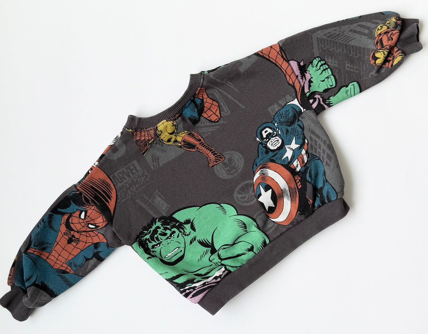 Zara x Marvel Dark Grey AOP Avengers Crewneck Sweater (18-24 Months)