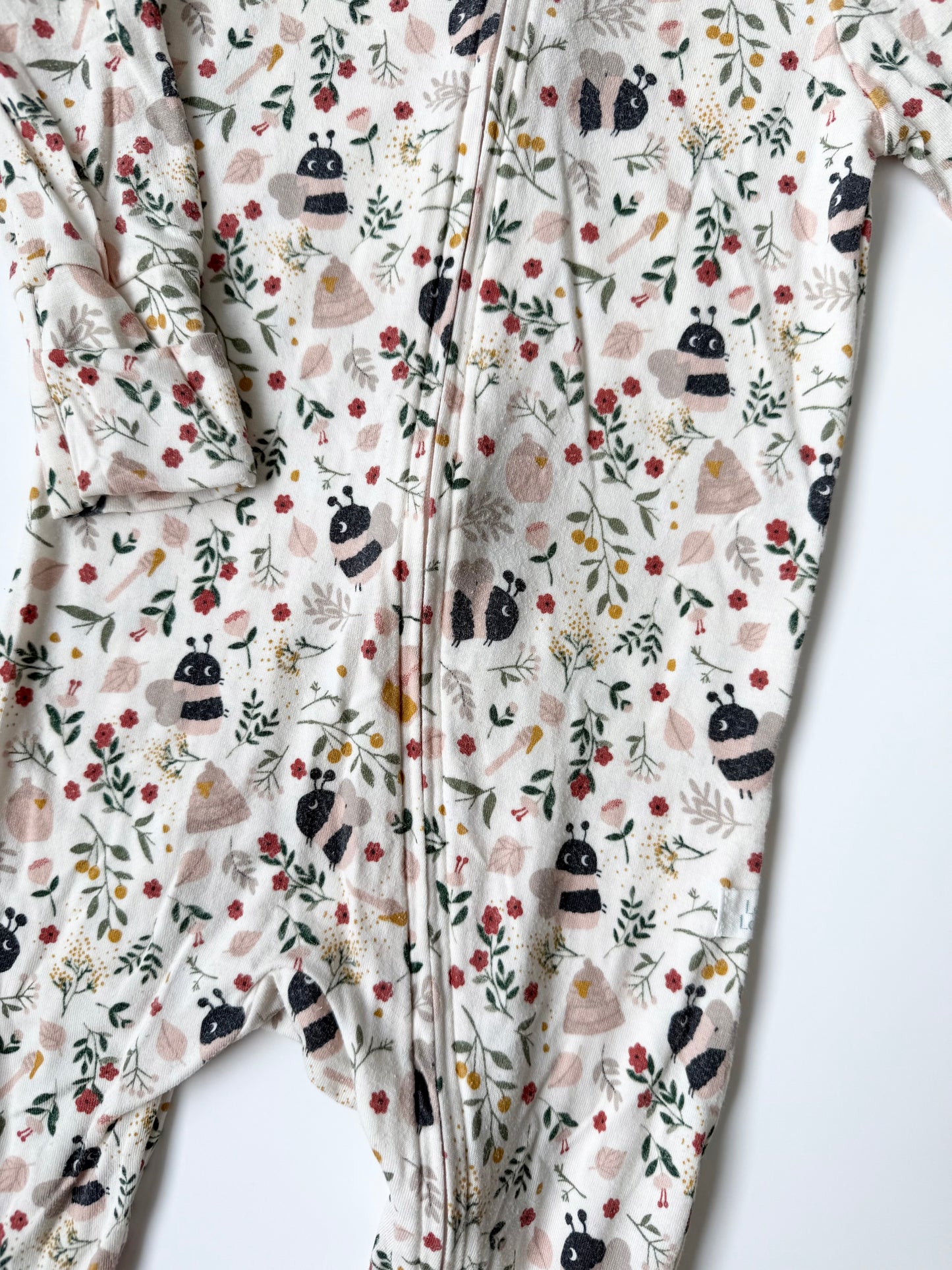 LouLou Lollipop Beige Bumblebees Sleeper Romper (6-12 Months)