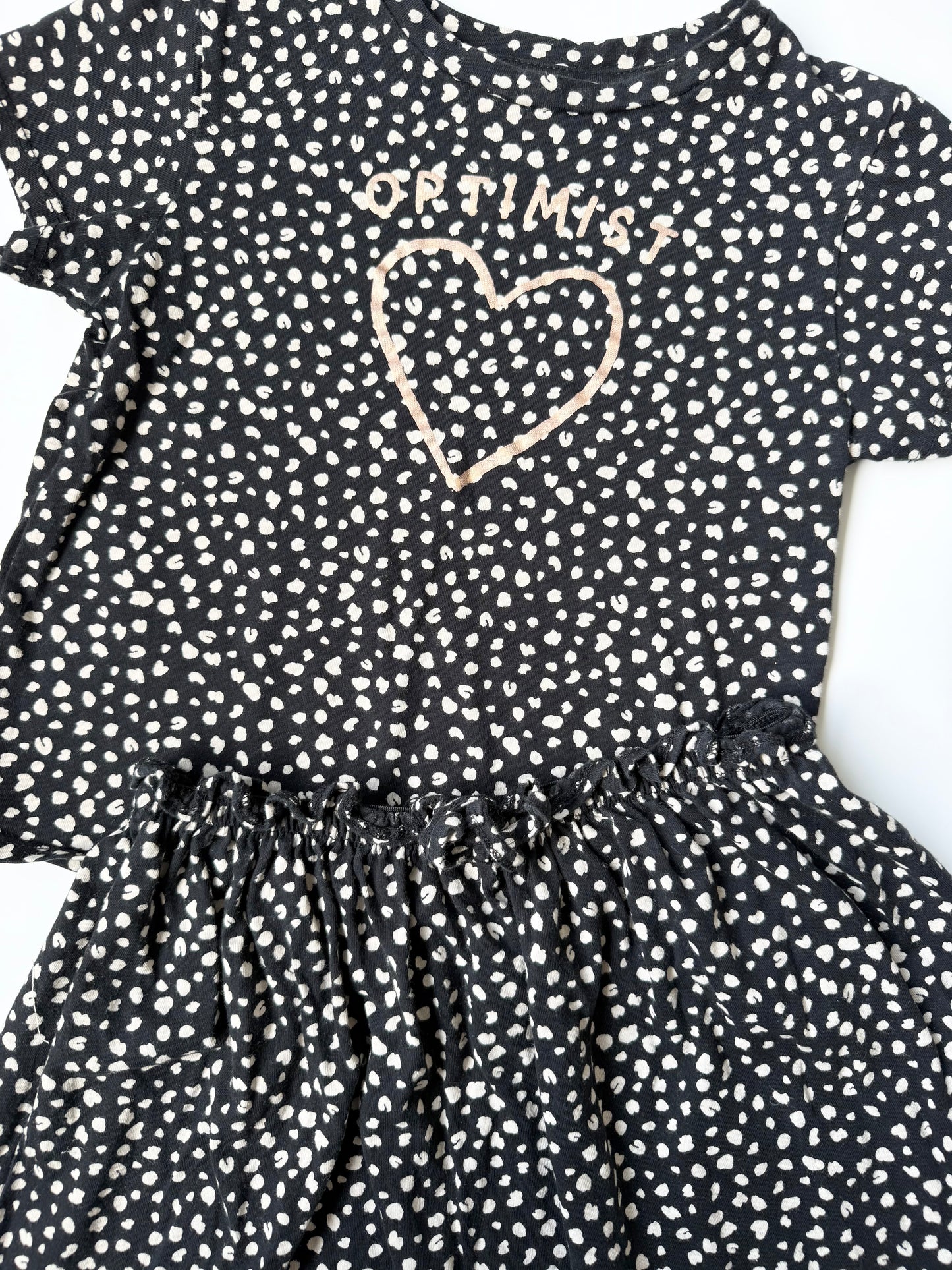 H&M Black Speckled “Optimist” T-Shirt & Matching Skirt Set (2-4 Years)